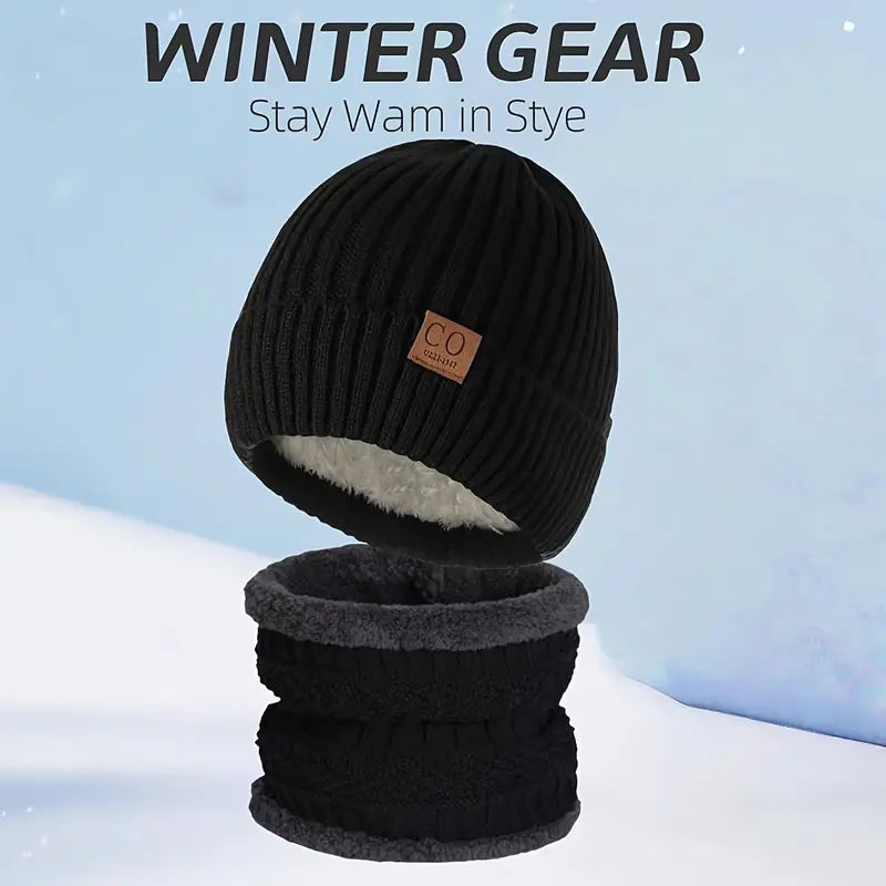 Ultimate Winter Thermal Set – Fleece-Lined Beanie, Neck Warmer & Gloves for Extreme Cold